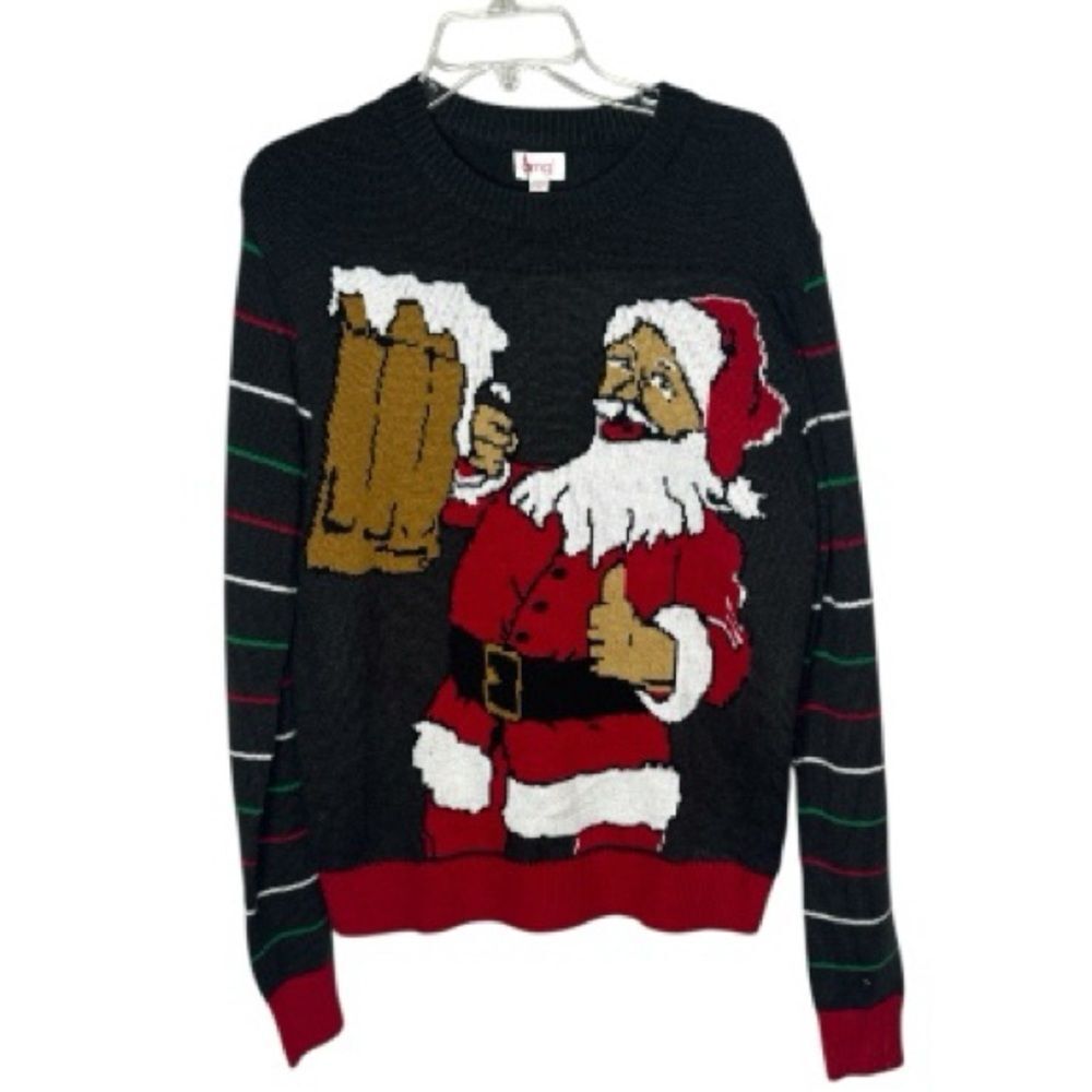 OMG Ugly Christmas Sweater Santa Holding Beer. Size Medium.